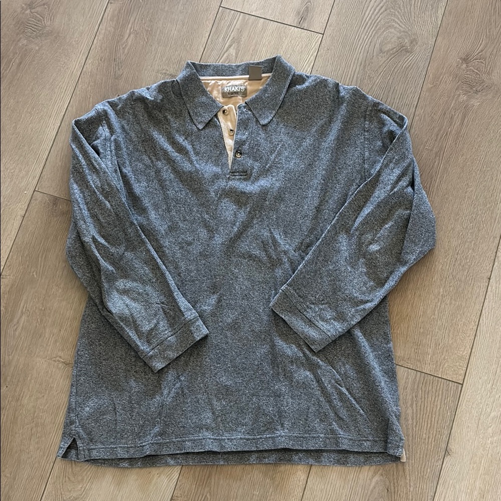 Khaki's by Arrow Gray Thermal Longsleeve Polo. Men's L. Excellent condition.